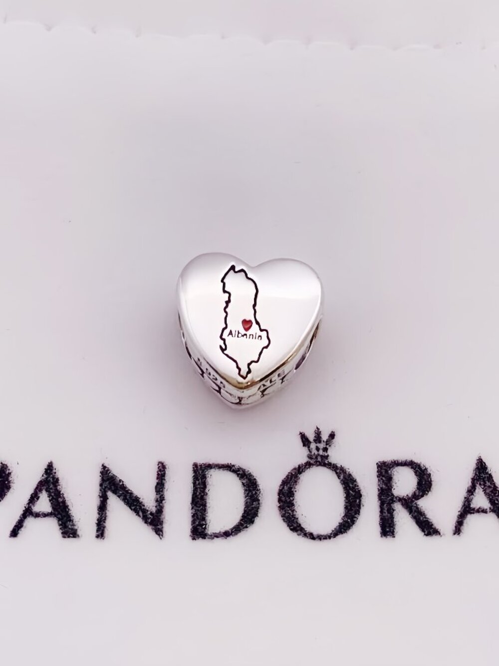 Pandora Albania Country Map Charm Heart Bead